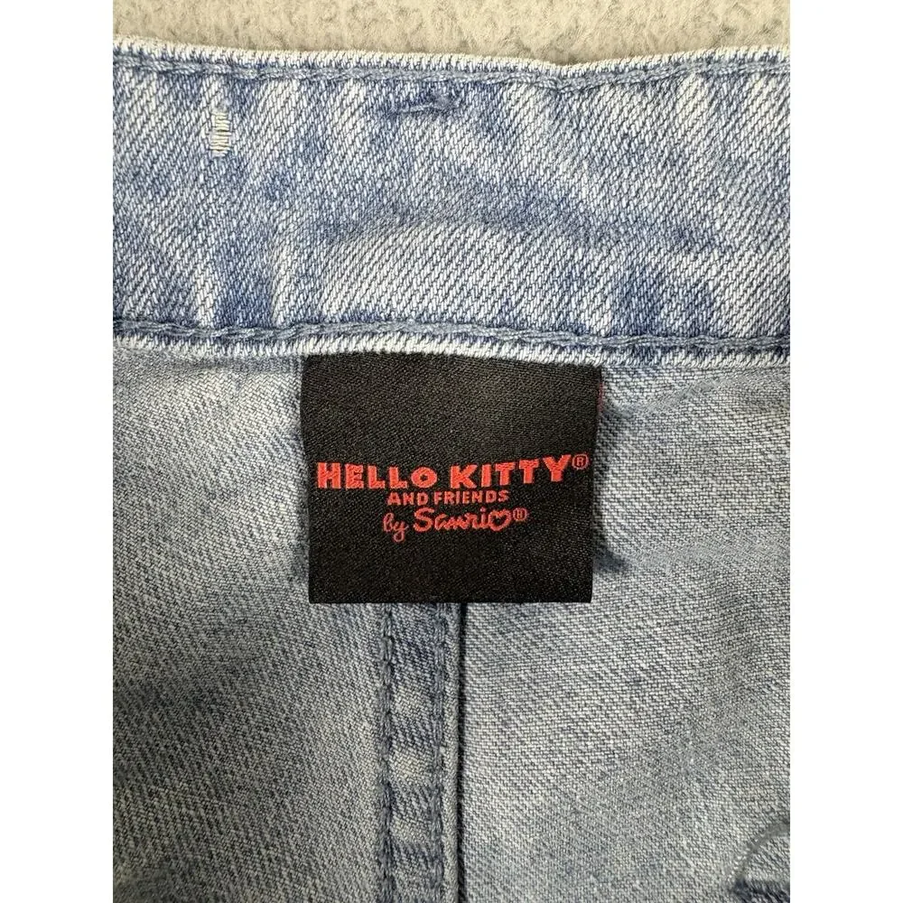 Hello Kitty Racing Team Jeans Women’s 13 Blue Wide Leg Baggy Tokyo Speed Check